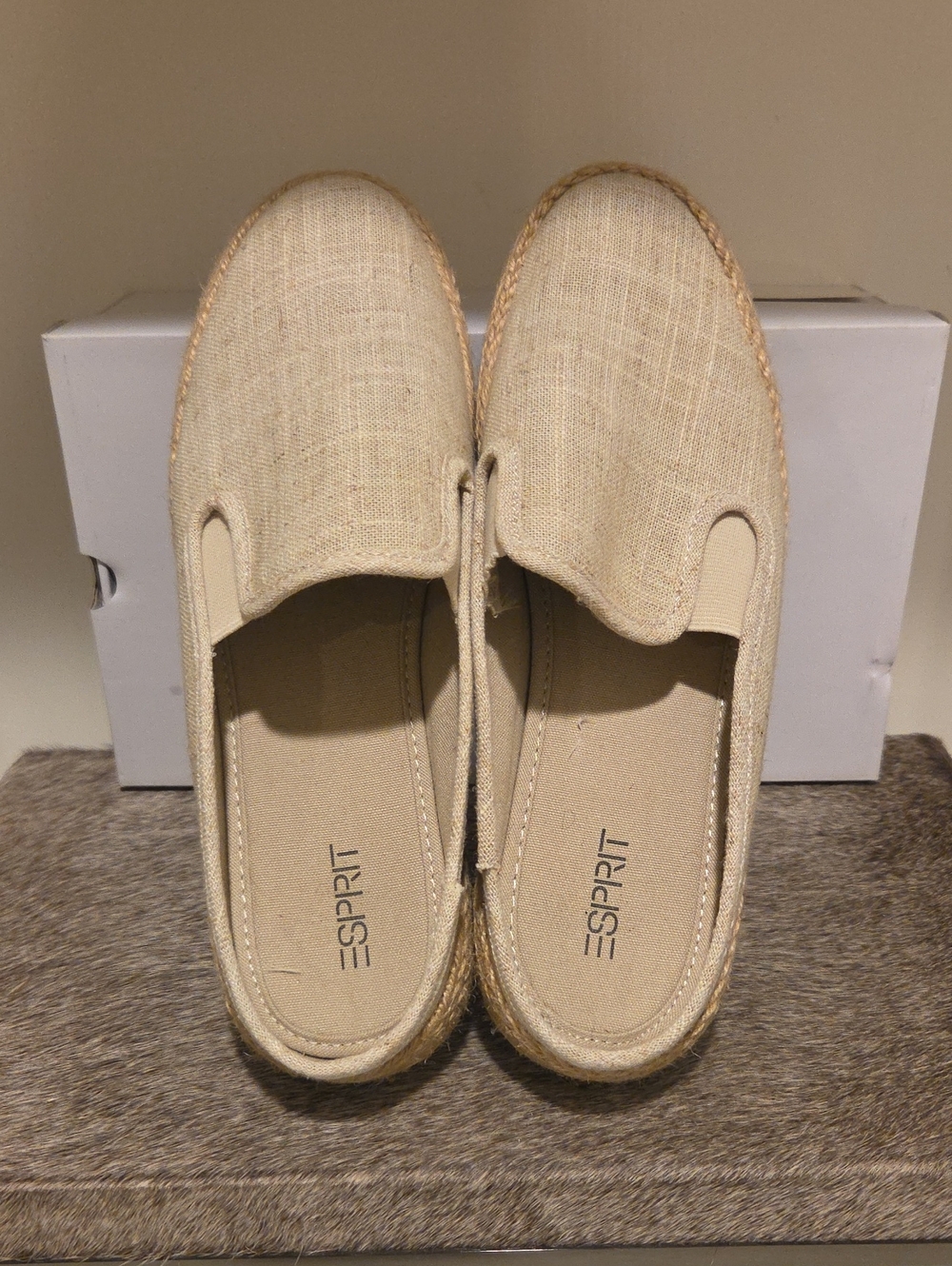 Esprit Natural Beige Canvas Slip-On Espadrilles